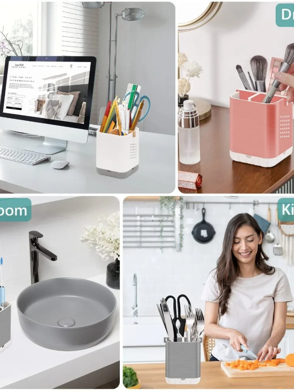 Toothbrush Holder Toothpaste Organizer Drainage for Bathroom Vanity, Detachable